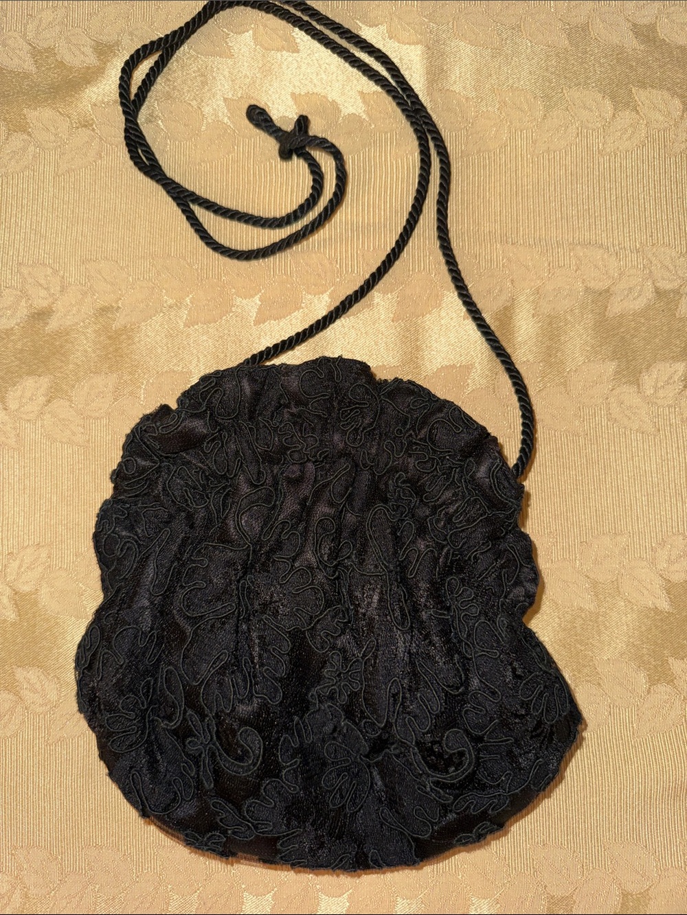 Grace Chuang New York Black Evening Drawstring Crossbody Bag